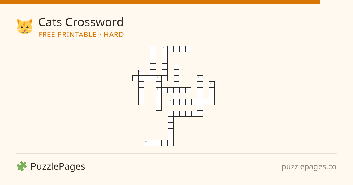 Cats Hard printable crossword preview — free to print from PuzzlePages