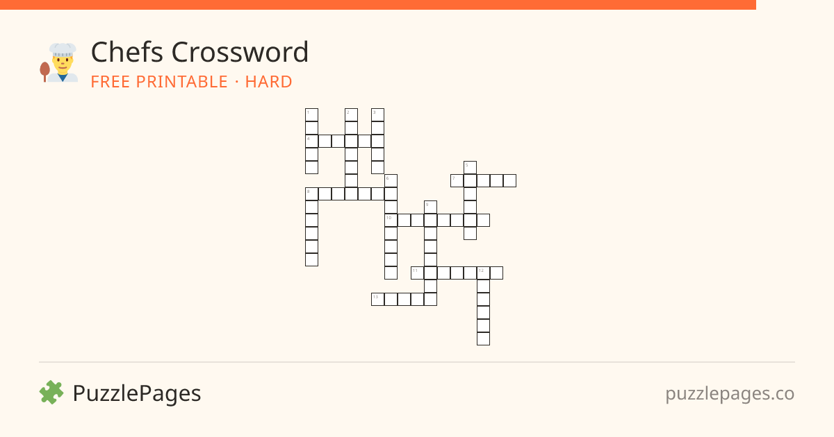 Chefs Hard printable crossword preview — free to print from PuzzlePages