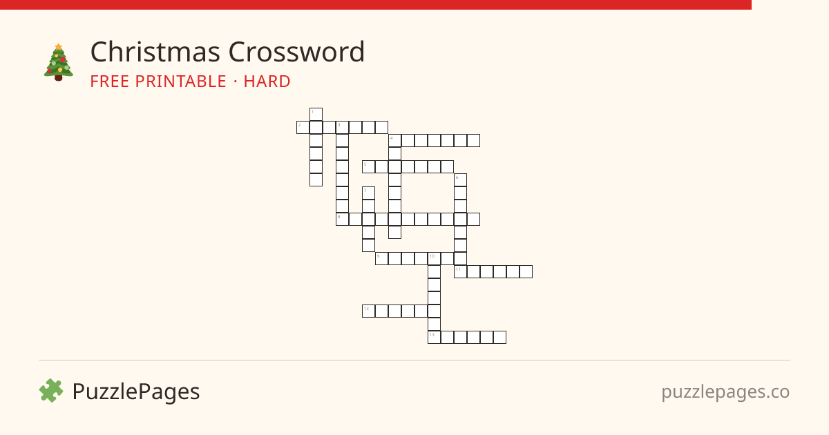 Christmas Hard printable crossword preview — free to print from PuzzlePages
