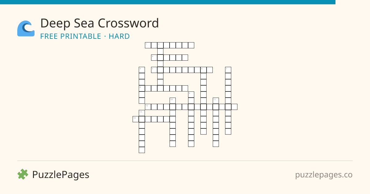 Deep Sea Hard printable crossword preview — free to print from PuzzlePages