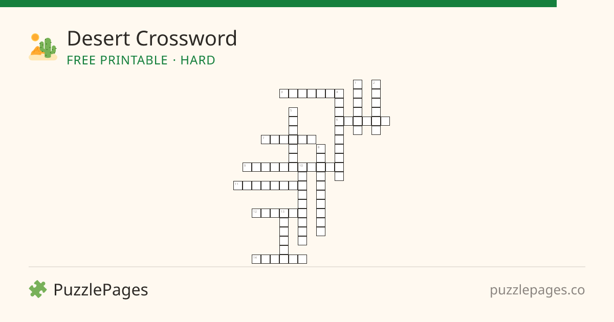 Desert Hard printable crossword preview — free to print from PuzzlePages