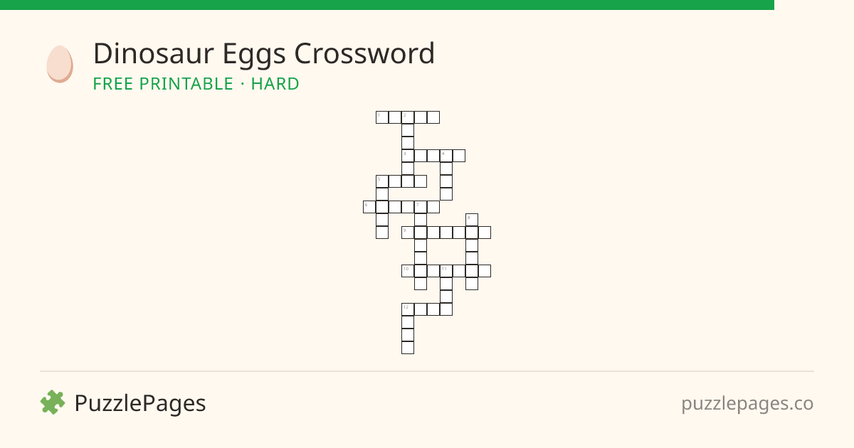 Dinosaur Eggs Hard printable crossword preview — free to print from PuzzlePages