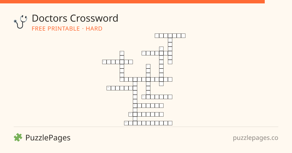 Doctors Hard printable crossword preview — free to print from PuzzlePages