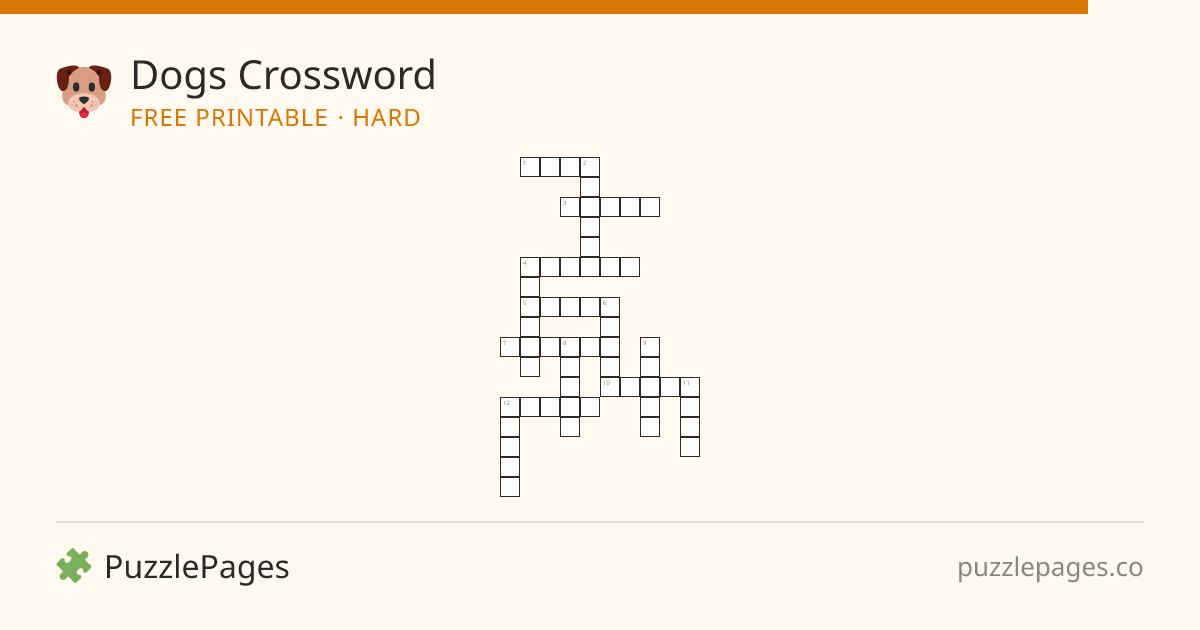 Dogs Hard printable crossword preview — free to print from PuzzlePages