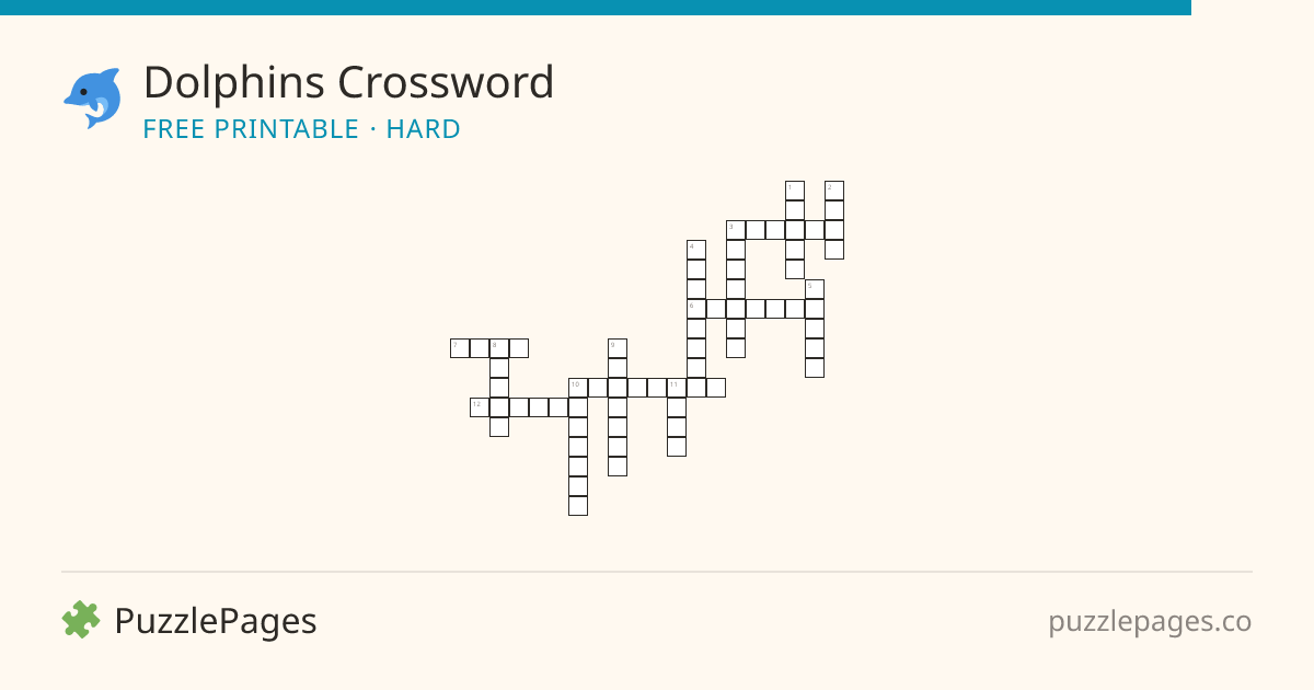 Dolphins Hard printable crossword preview — free to print from PuzzlePages