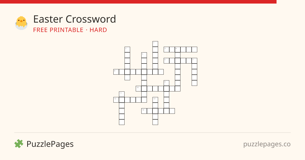 Easter Hard printable crossword preview — free to print from PuzzlePages