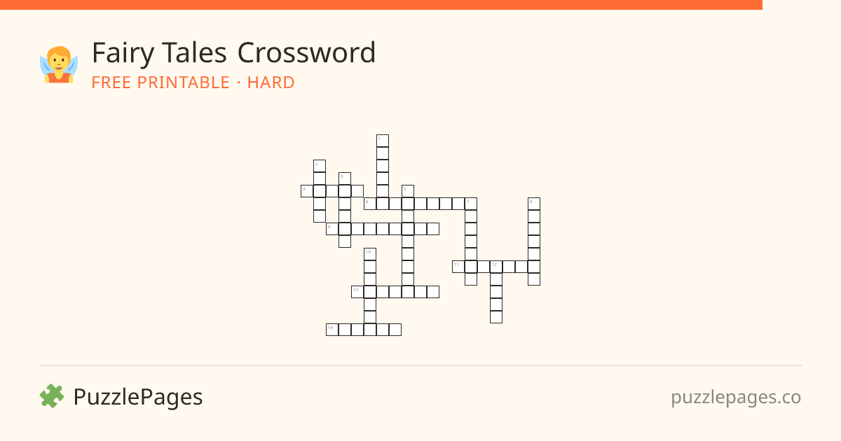 Fairy Tales Hard printable crossword preview — free to print from PuzzlePages