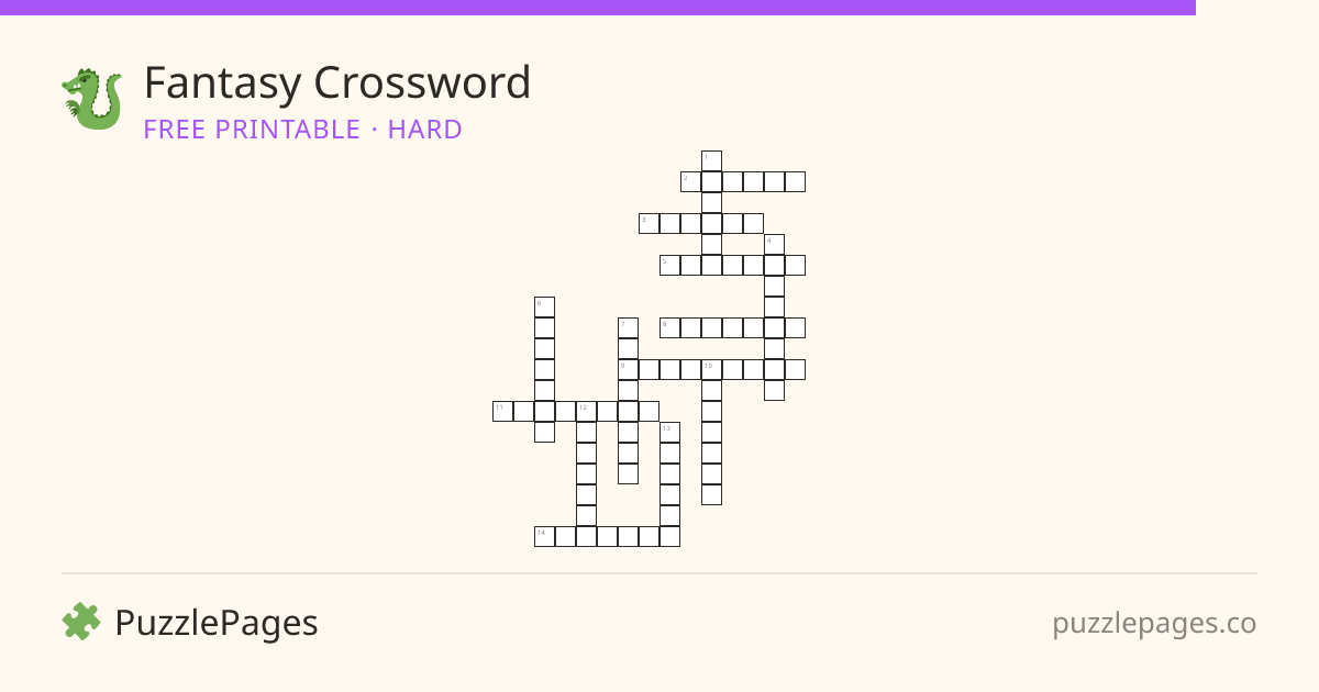 Fantasy Hard printable crossword preview — free to print from PuzzlePages