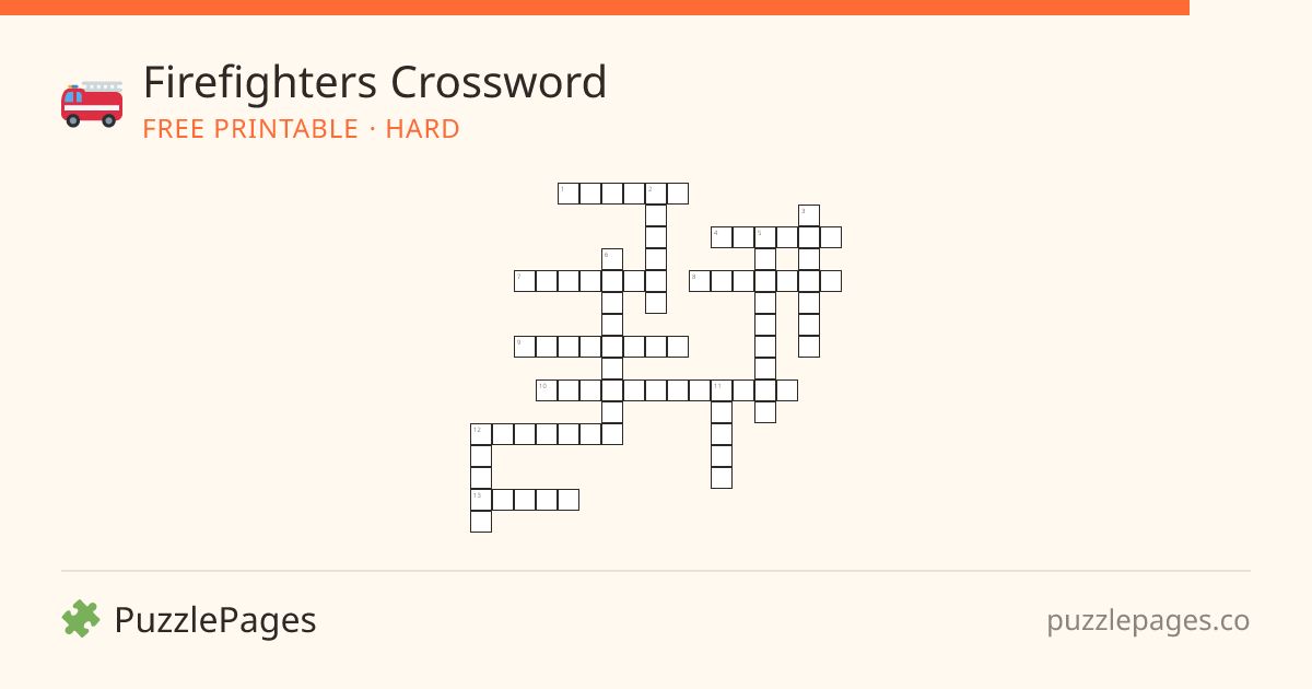 Firefighters Hard printable crossword preview — free to print from PuzzlePages