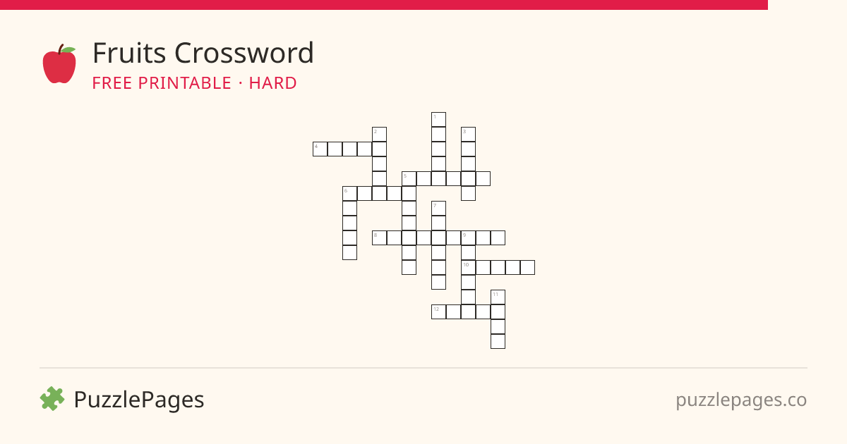 Fruits Hard printable crossword preview — free to print from PuzzlePages