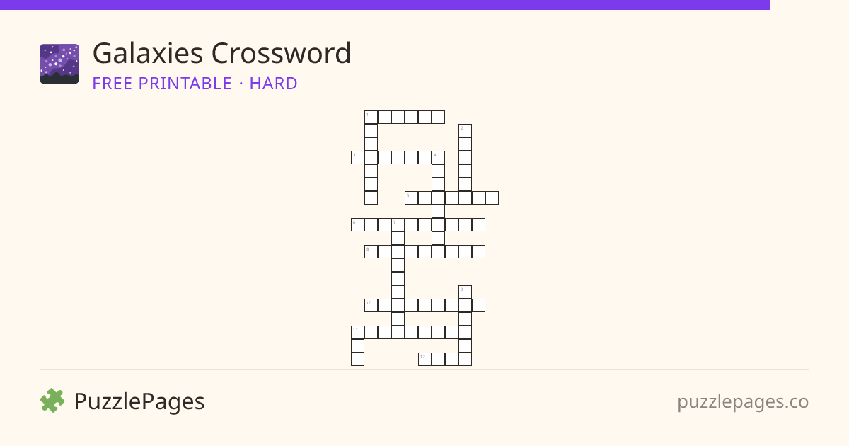 Galaxies Hard printable crossword preview — free to print from PuzzlePages