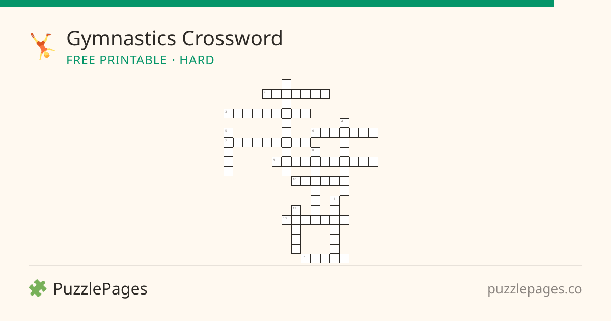 Gymnastics Hard printable crossword preview — free to print from PuzzlePages
