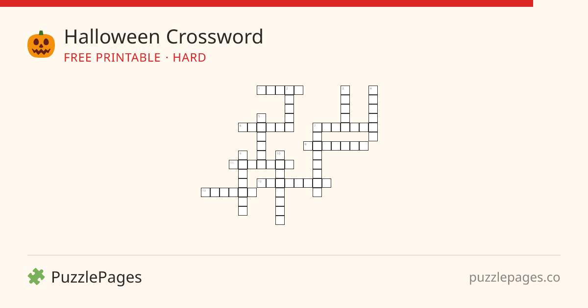 Halloween Hard printable crossword preview — free to print from PuzzlePages
