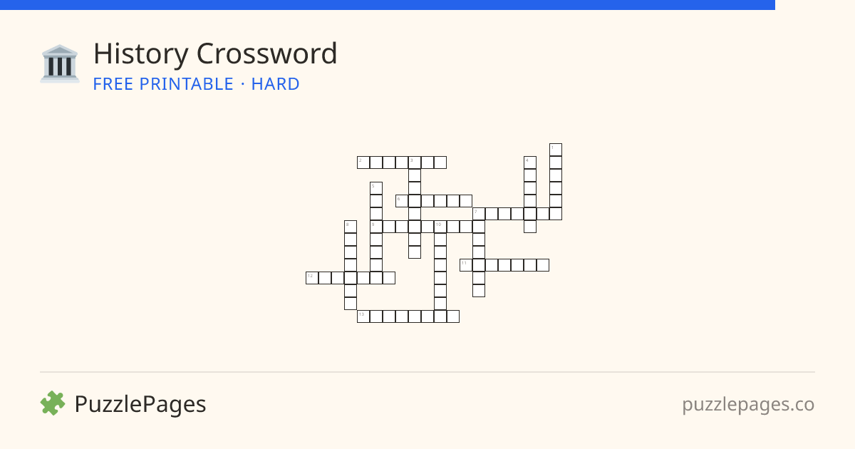 History Hard printable crossword preview — free to print from PuzzlePages