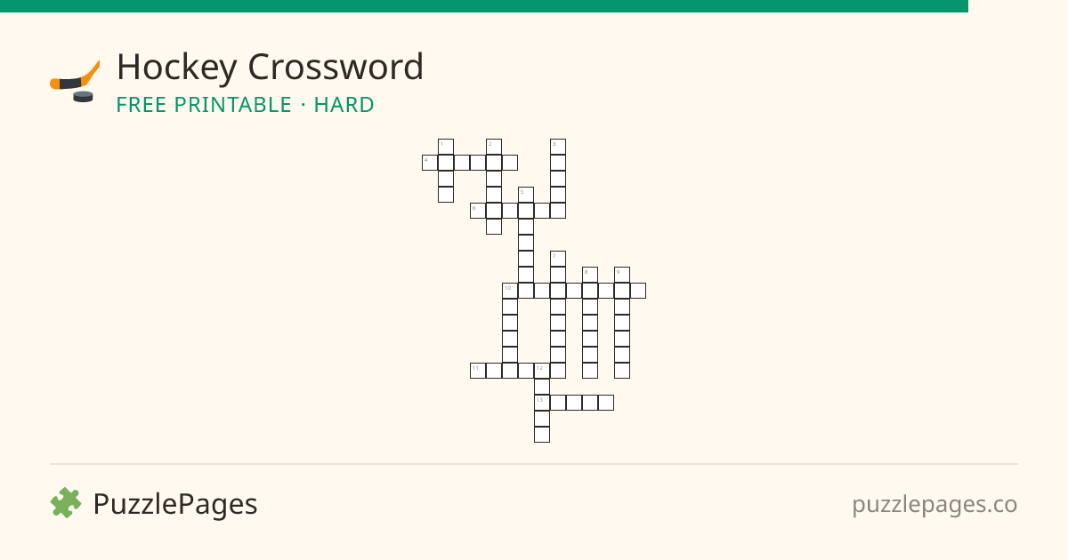 Hockey Hard printable crossword preview — free to print from PuzzlePages
