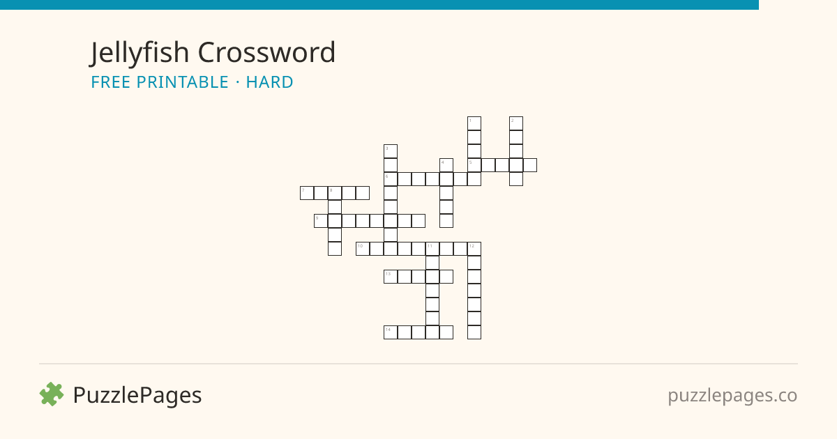 Jellyfish Hard printable crossword preview — free to print from PuzzlePages