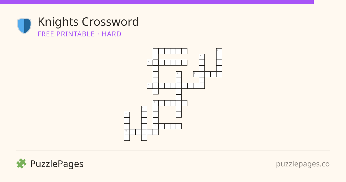Knights Hard printable crossword preview — free to print from PuzzlePages