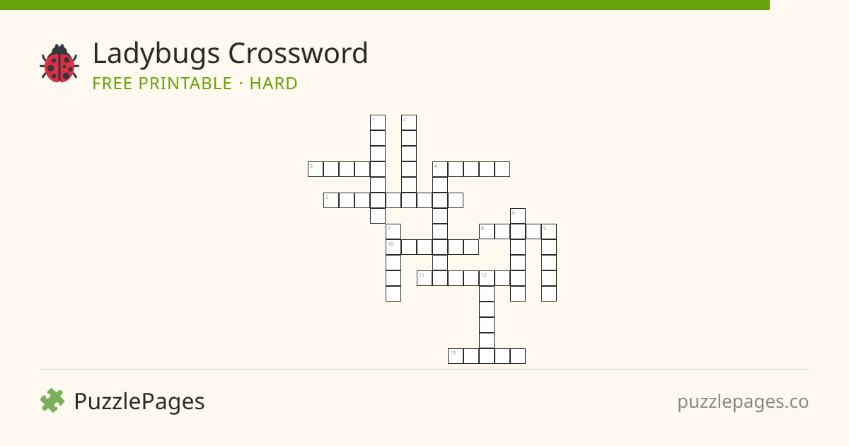 Ladybugs Hard printable crossword preview — free to print from PuzzlePages