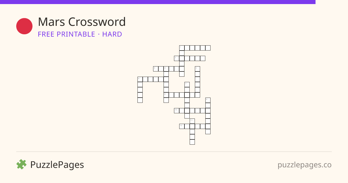 Mars Hard printable crossword preview — free to print from PuzzlePages
