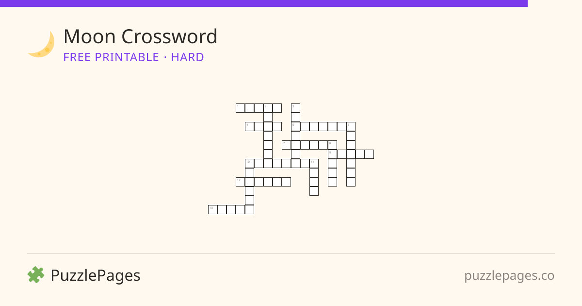 Moon Hard printable crossword preview — free to print from PuzzlePages
