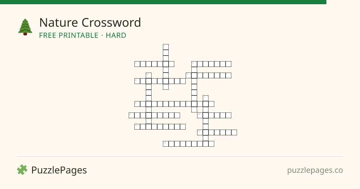Nature Hard printable crossword preview — free to print from PuzzlePages