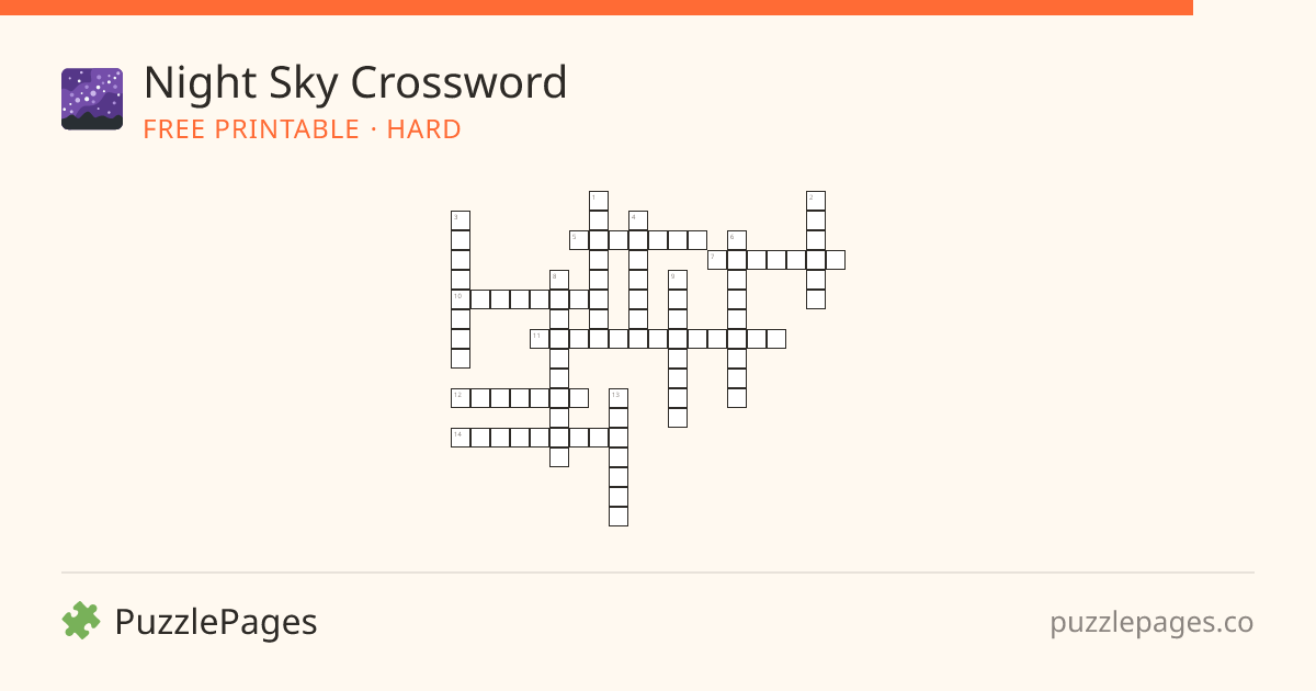 Night Sky Hard printable crossword preview — free to print from PuzzlePages