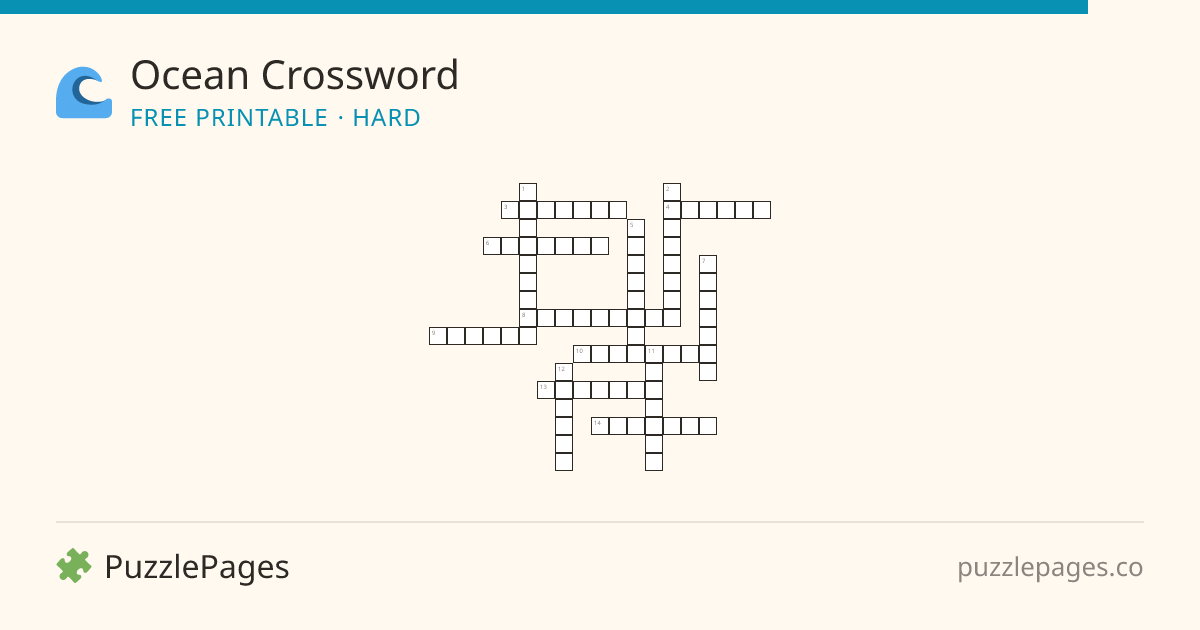 Ocean Hard printable crossword preview — free to print from PuzzlePages