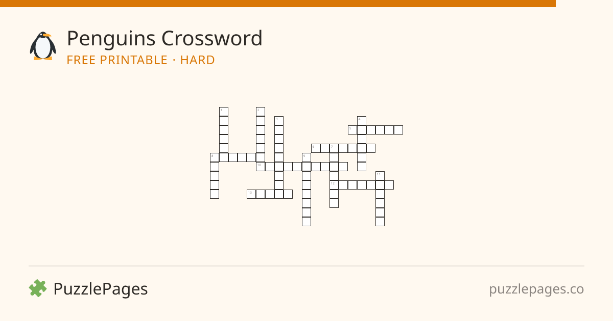 Penguins Hard printable crossword preview — free to print from PuzzlePages