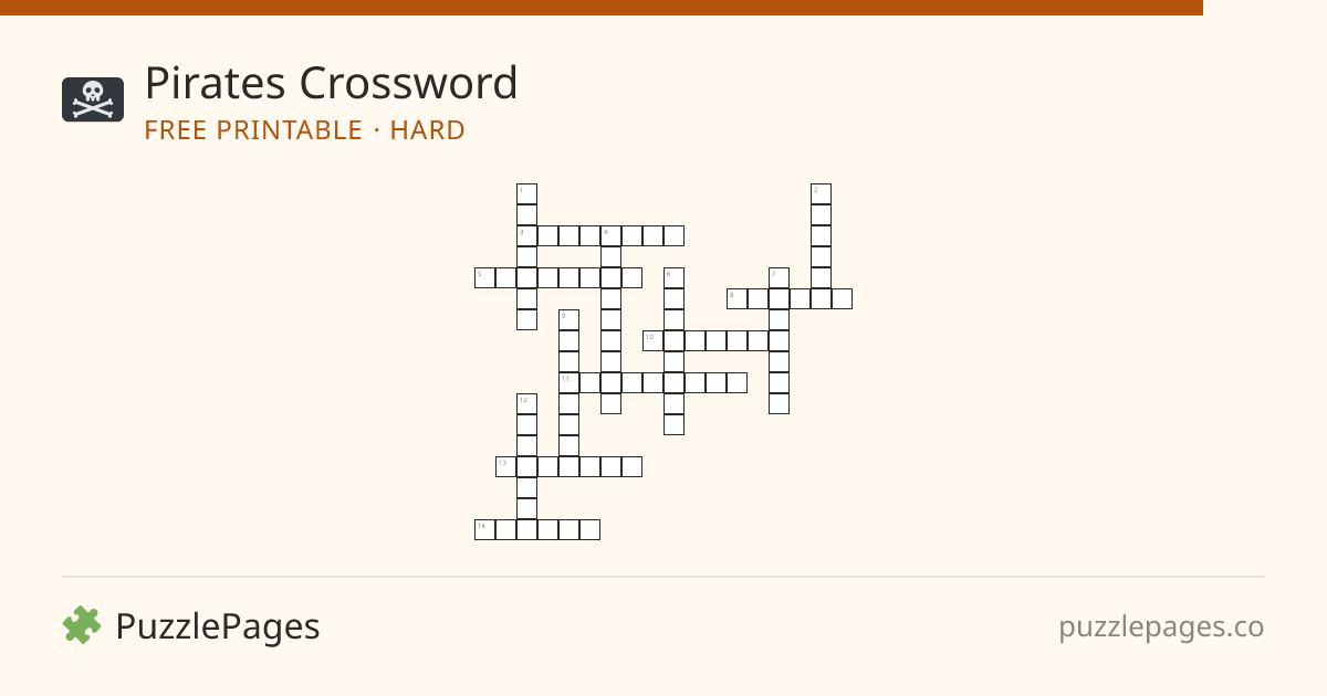 Pirates Hard printable crossword preview — free to print from PuzzlePages