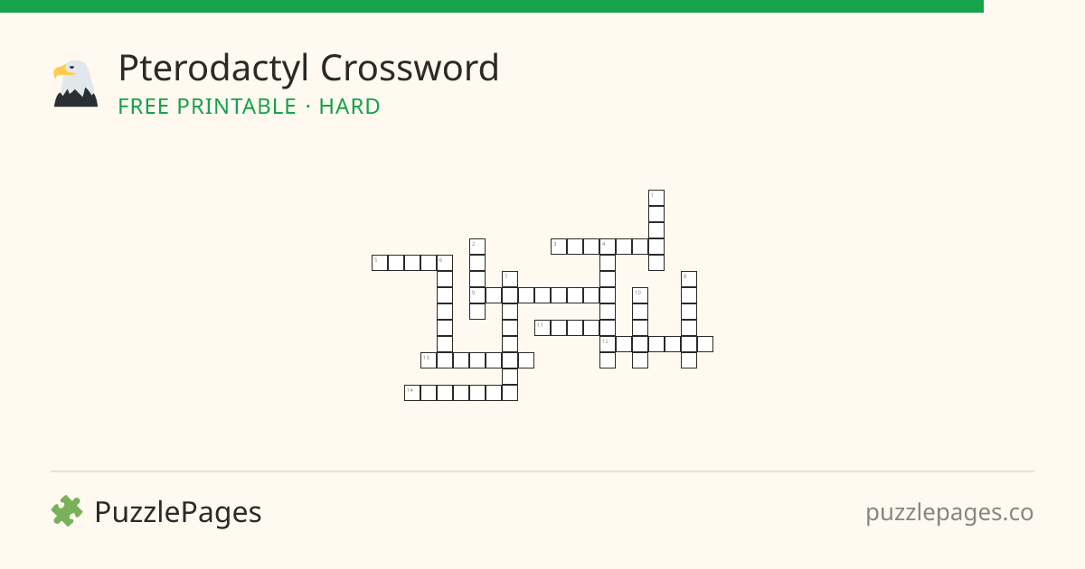 Pterodactyl Hard printable crossword preview — free to print from PuzzlePages