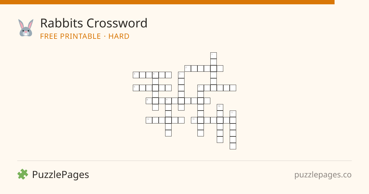 Rabbits Hard printable crossword preview — free to print from PuzzlePages