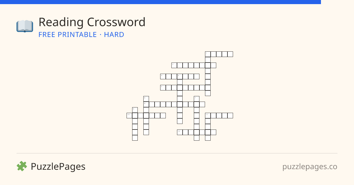 Reading Hard printable crossword preview — free to print from PuzzlePages