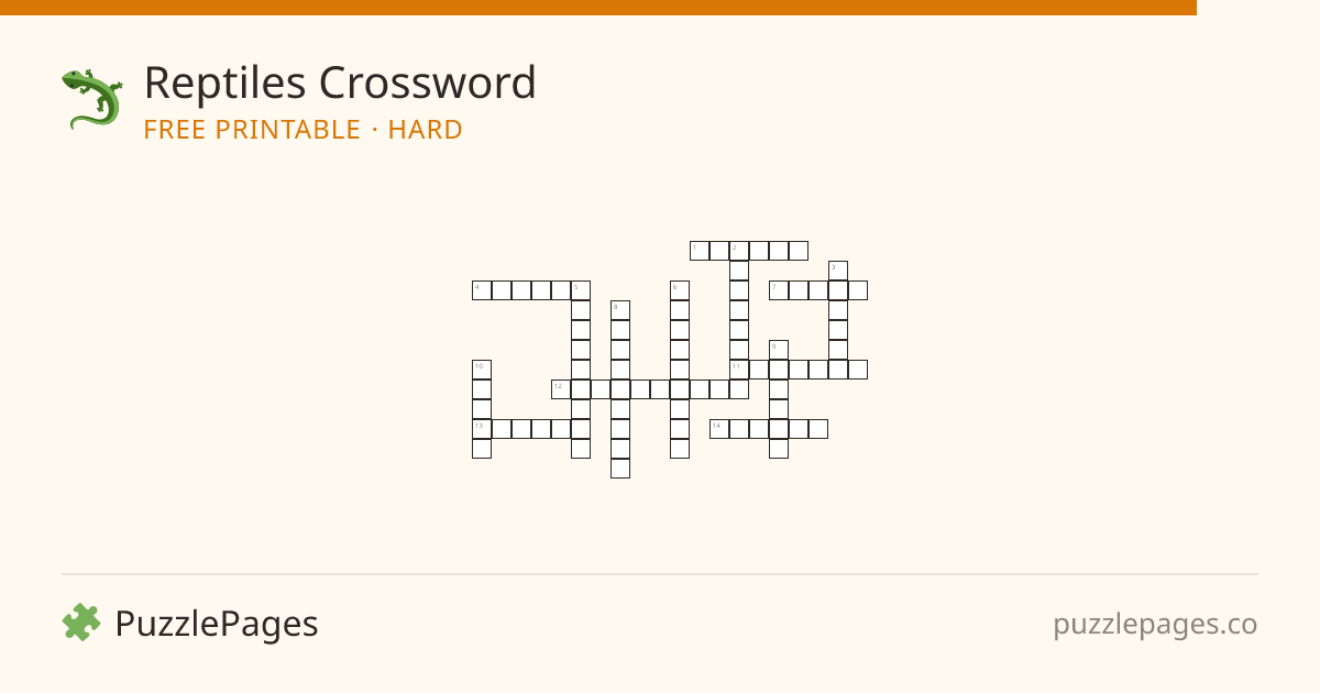 Reptiles Hard printable crossword preview — free to print from PuzzlePages