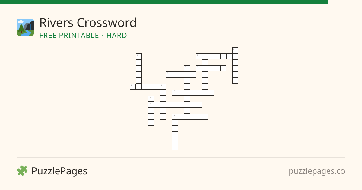 Rivers Hard printable crossword preview — free to print from PuzzlePages