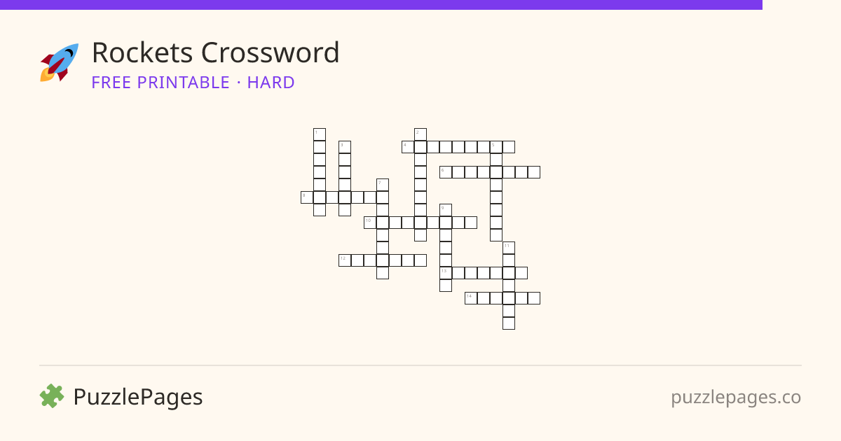Rockets Hard printable crossword preview — free to print from PuzzlePages