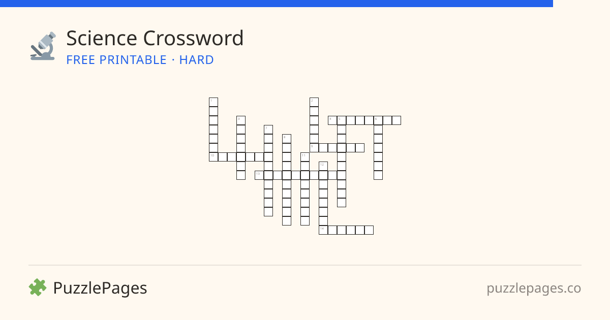 Science Hard printable crossword preview — free to print from PuzzlePages
