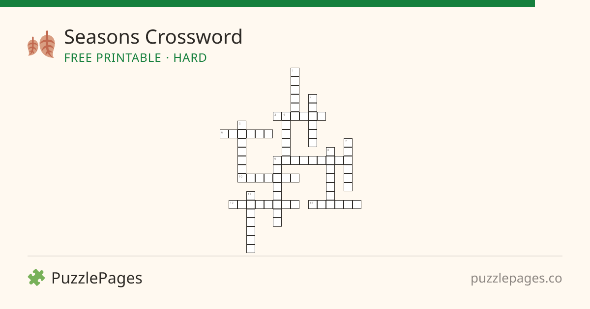Seasons Hard printable crossword preview — free to print from PuzzlePages