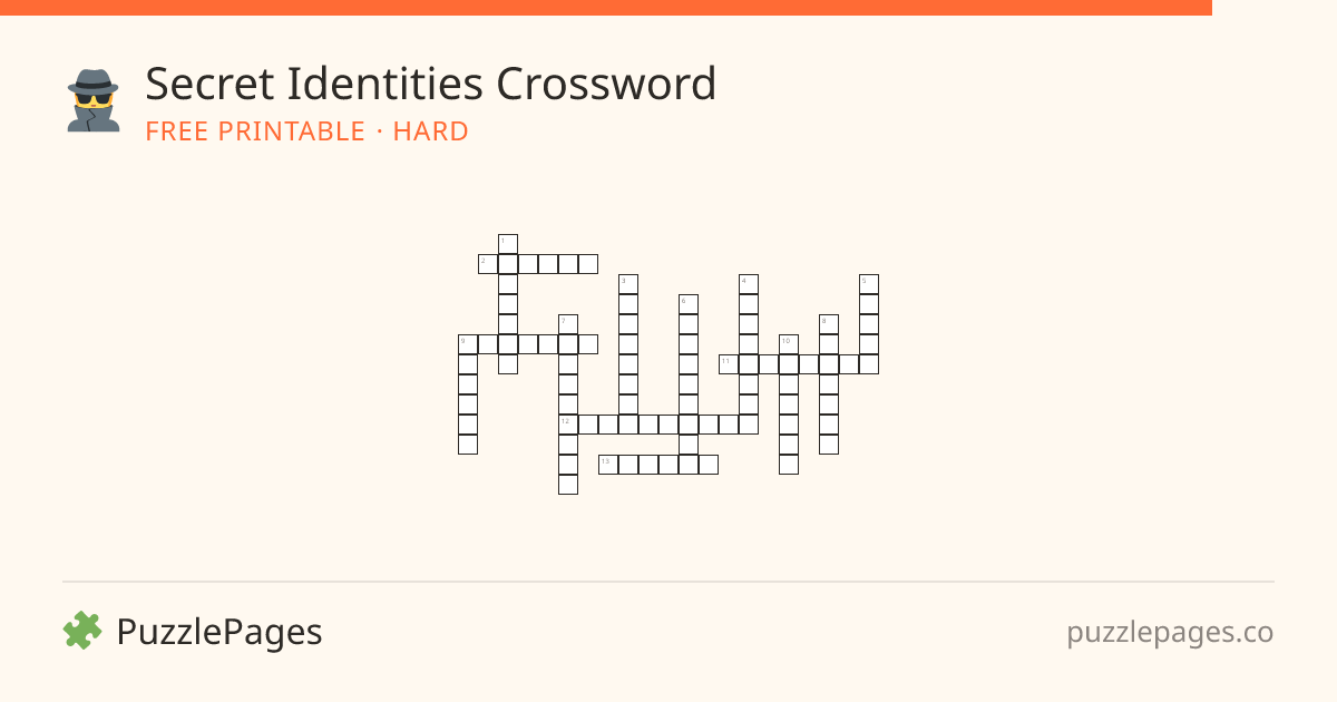Secret Identities Hard printable crossword preview — free to print from PuzzlePages
