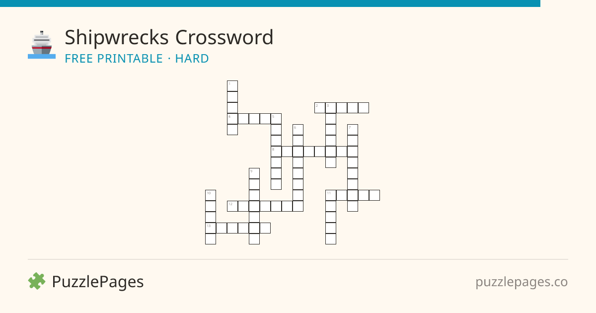 Shipwrecks Hard printable crossword preview — free to print from PuzzlePages