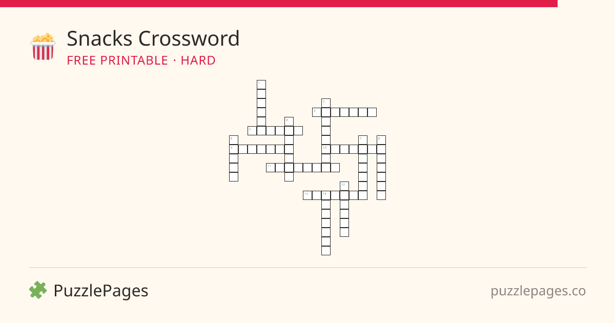 Snacks Hard printable crossword preview — free to print from PuzzlePages