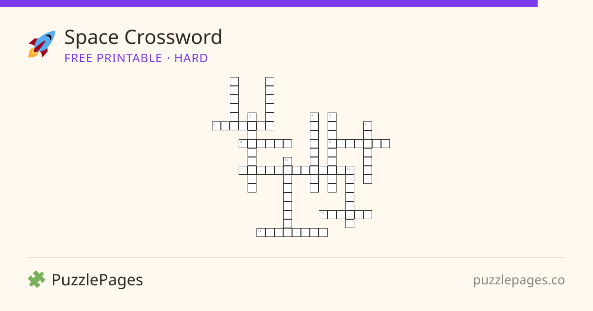 Space Hard printable crossword preview — free to print from PuzzlePages