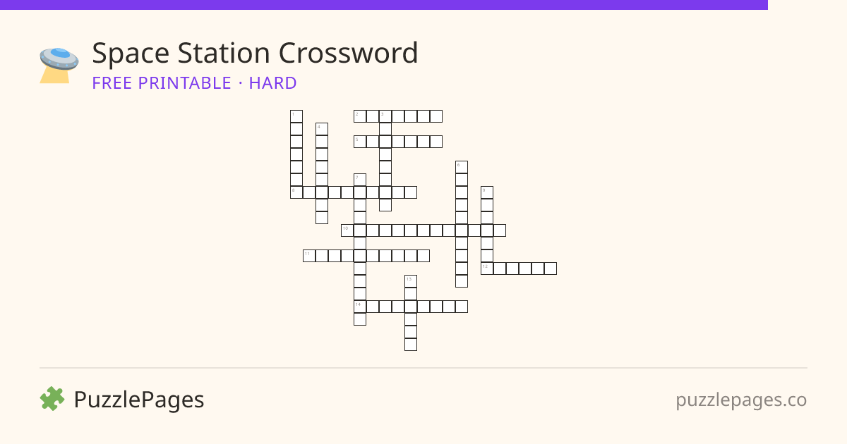 Space Station Hard printable crossword preview — free to print from PuzzlePages