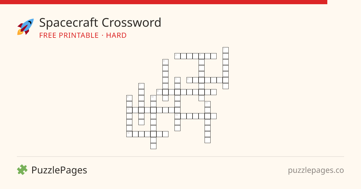 Spacecraft Hard printable crossword preview — free to print from PuzzlePages