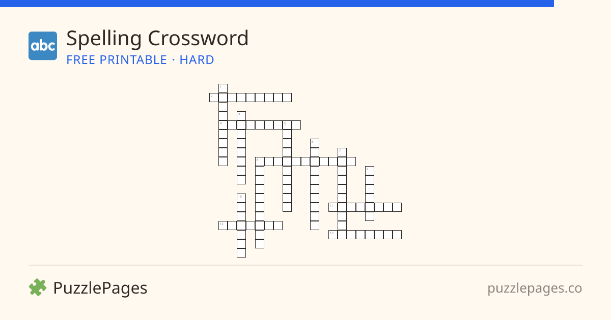 Spelling Hard printable crossword preview — free to print from PuzzlePages
