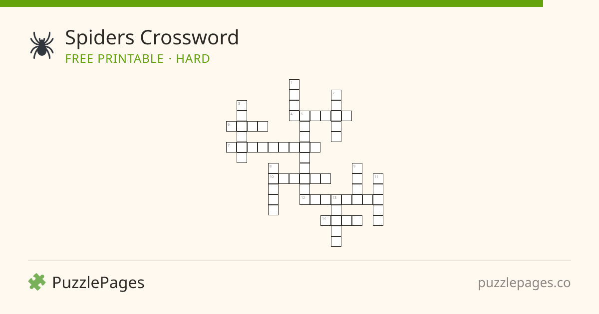 Spiders Hard printable crossword preview — free to print from PuzzlePages