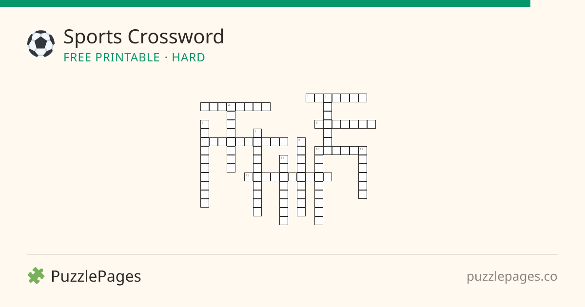 Sports Hard printable crossword preview — free to print from PuzzlePages