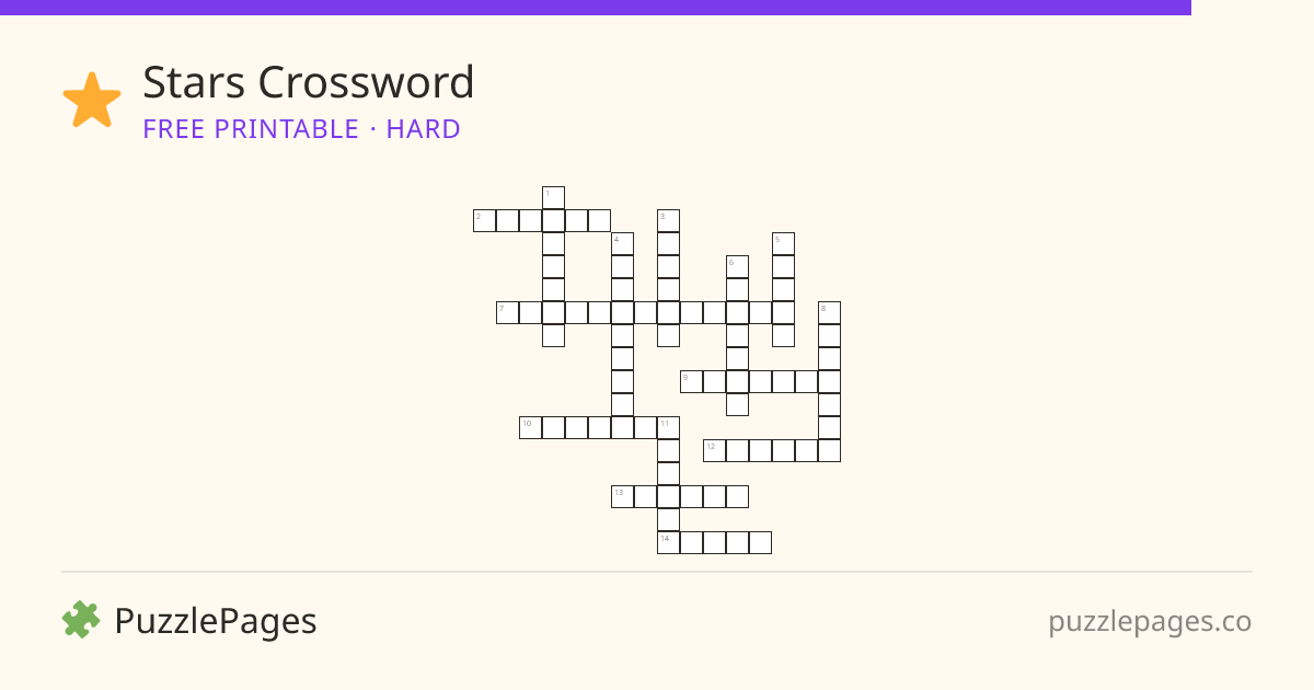 Stars Hard printable crossword preview — free to print from PuzzlePages