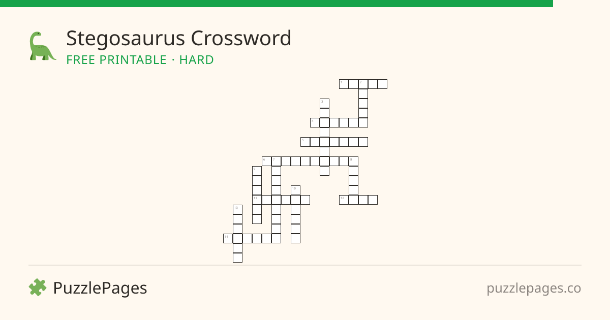 Stegosaurus Hard printable crossword preview — free to print from PuzzlePages