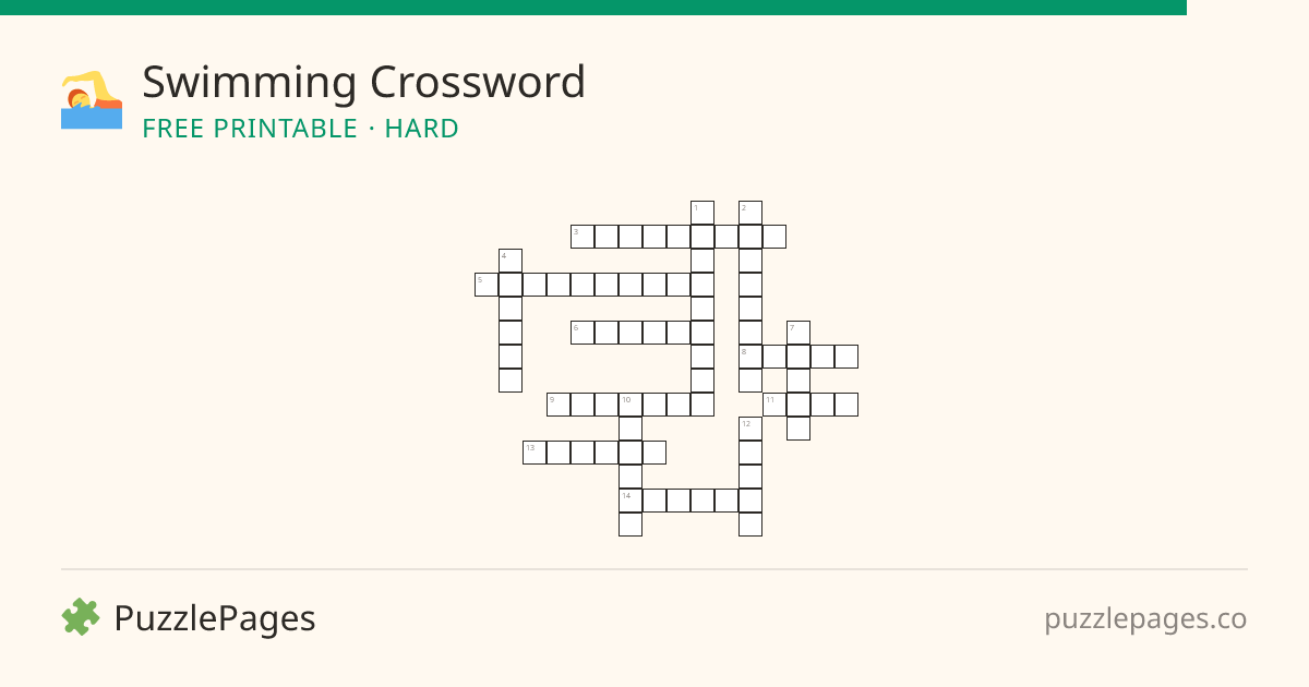 Swimming Hard printable crossword preview — free to print from PuzzlePages