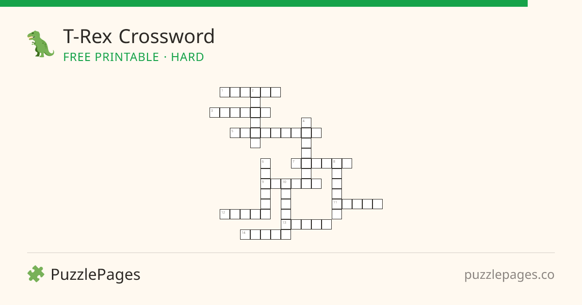 T-Rex Hard printable crossword preview — free to print from PuzzlePages